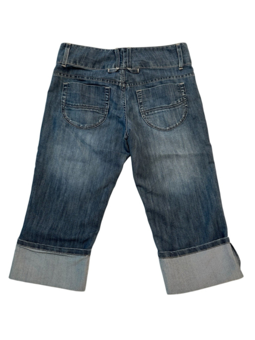 Lee Capri Jeans Sewn In Cuffed Hem Mid-Rise Womens 6M Distressed Stretch - Picture 9 of 16